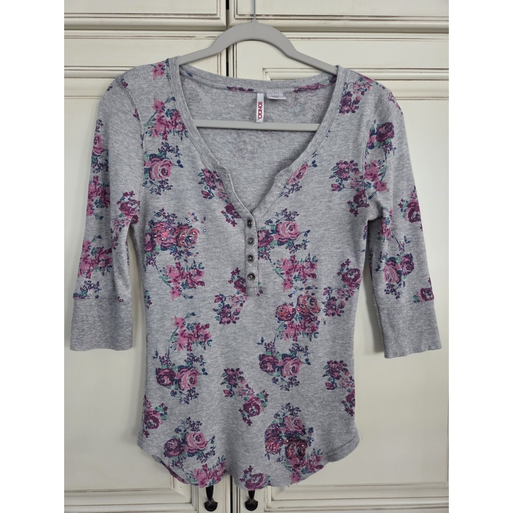 Vtg Y2k 90s Bongo Floral‎ Top Women's Marked Lg S/m